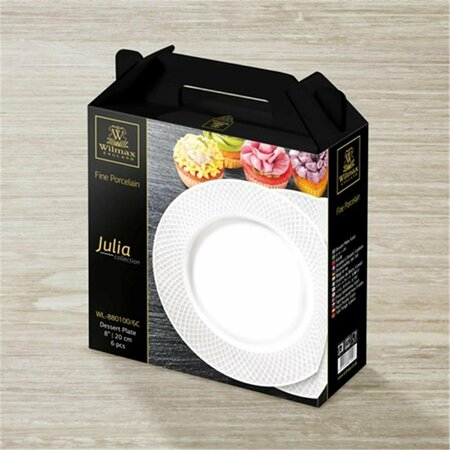 WILMAX 8 in. Dessert Plate Set of 6, White - Pack of 6 WL-880100 / 6C